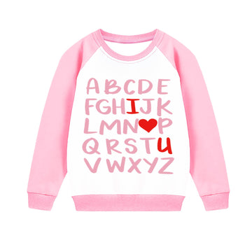 Aqylxlhh Kids Valentines Day Sweatshirt Toddler Girl 6T Abc I Love U Heart Graphic Shirt Little Boys Long Sleeve Outfit Tops Pin