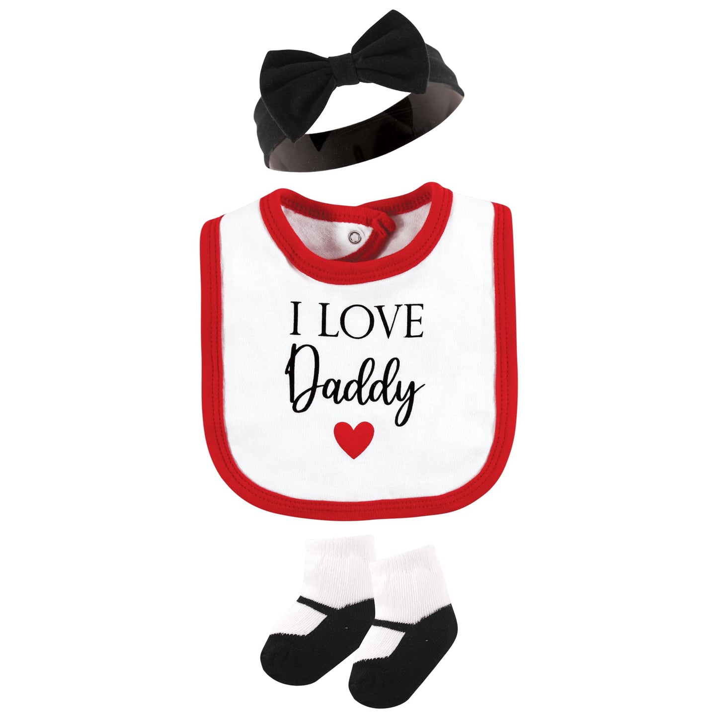 Hudson Baby Unisex Baby Cotton Layette Set, Girl Daddy Red Black, 9-12 Months