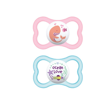 Mam Air Baby Pacifier, For Sensitive Skin, Sterilizer Case, 16+ Months, Girl, 2 Count (Pack Of 1)