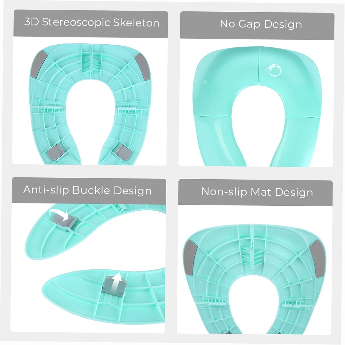Kisdream Portable Potty Training Seat For Toddlers, Perfect Folding Travel Toddler Toilet Training Seat, 4 Non-Slip Silicone Pad