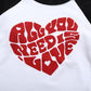 Girls All You Need Is Love T-Shirt Kids Valentines Day Tee Toddler Red Heart Clothes Black Raglan Sleeves 3T