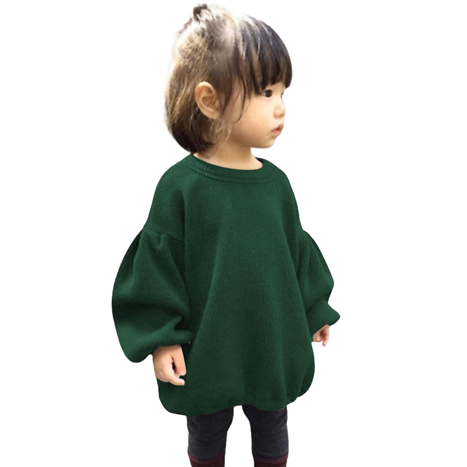 Toddler Baby Girl Sweater Round Neck Loose Long Sleeve Candy Color Knitted Pullover Tops Autumn Winter Sweatshirt (Green, 18-24