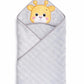Hi mom Baby Hooded Towel, Grey, Giraffe Applique, Soft Wrap for Newborns and Infants
