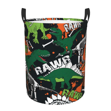 Pevtufa Dinosaur Skeleton Foldable Laundry Basket Organizer,Fabric Clothes Toy Storage Basket Nursery Hamper Storage Bin For Hou