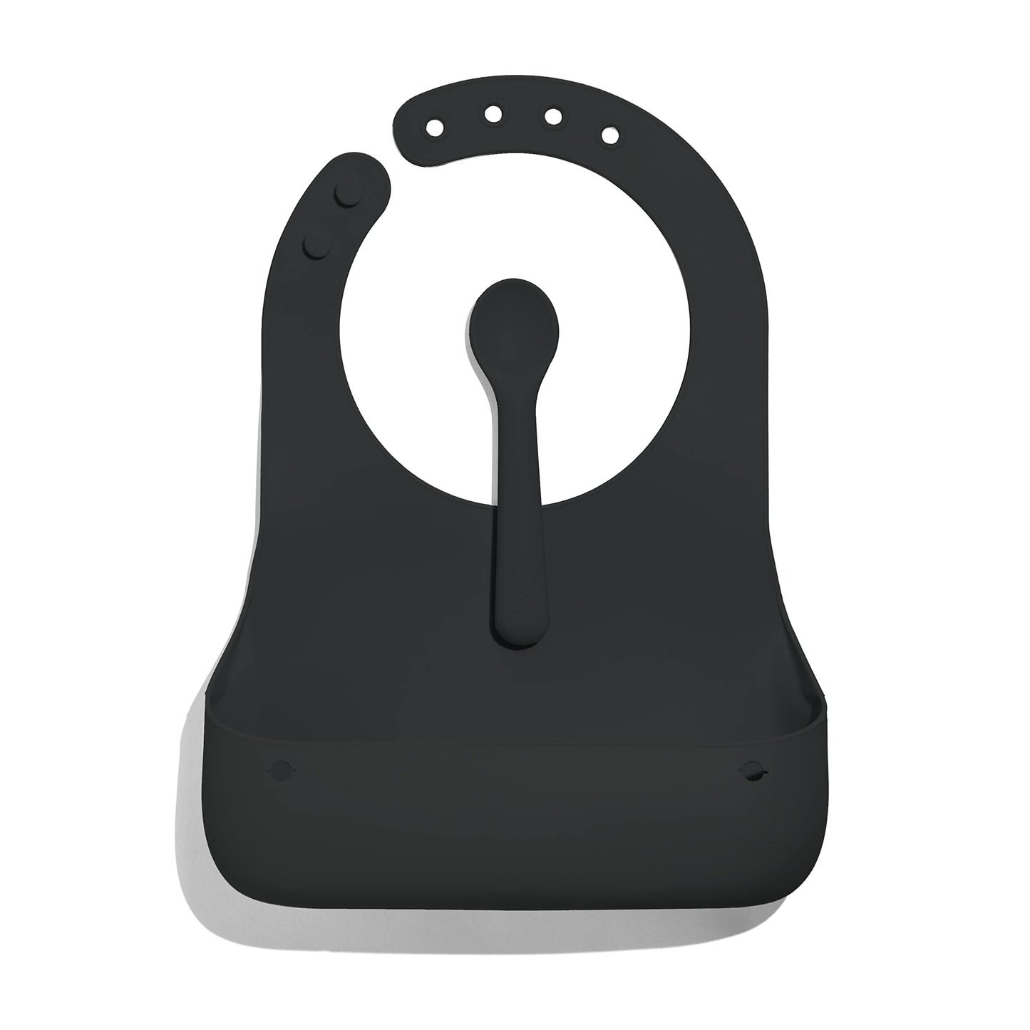 Avanchy Silicone Baby Bibs, Waterproof, Adjustable, Bpa Free, Soft Unisex Set For Toddlers With Matching Spoon, Black