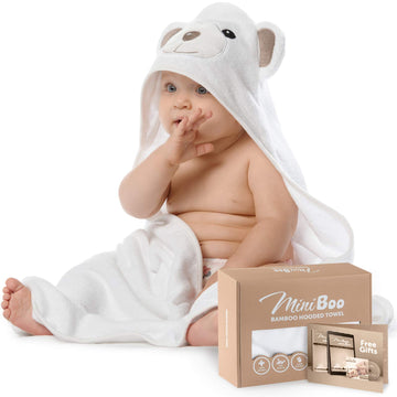 Miniboo Premium Ultra-Soft Viscose Made From Bamboo Baby Hooded Towel With Unique Design - Hypoallergenic, Organic Baby Towels F