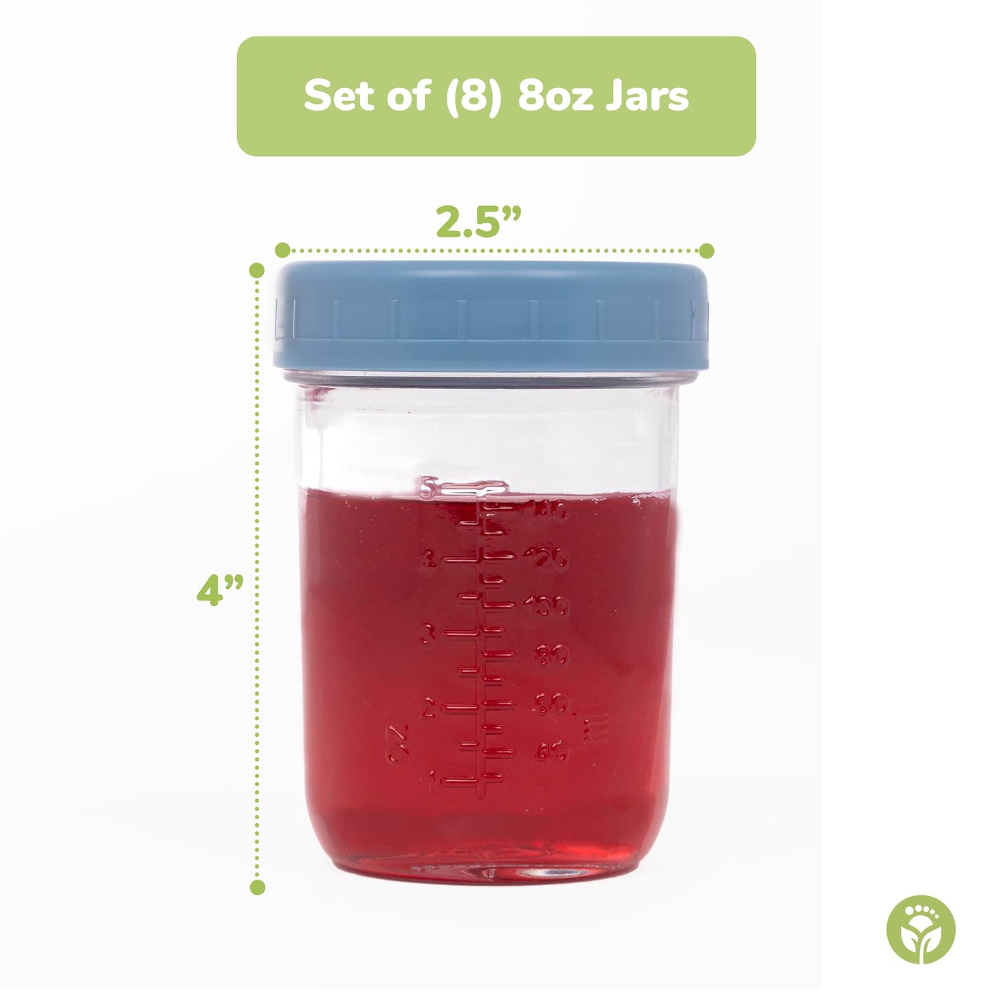 Weesprout Glass Baby Food Storage Jars W/Lids (8 Oz, 8 Pack Set) Snack, Puree, Reusable Small Containers, Breast Milk, Fridge Or
