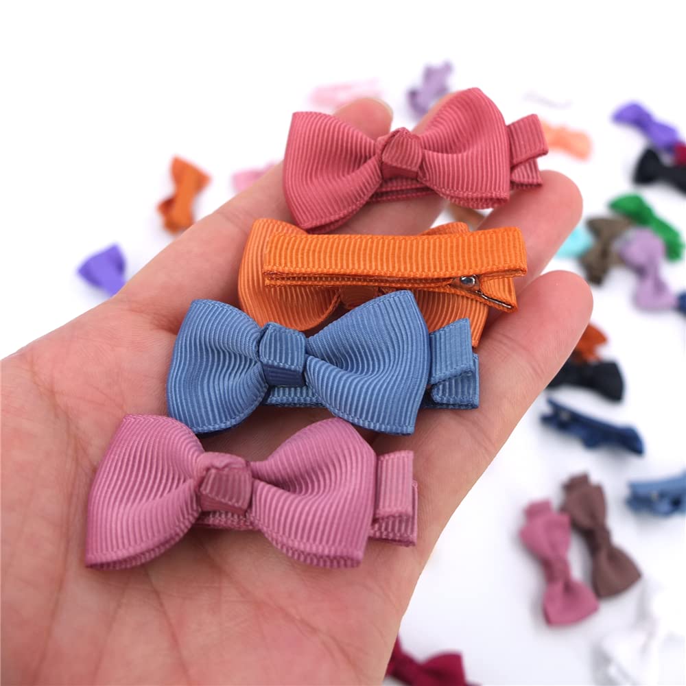 Baily Baby Hair Clips Tiny Hair Bow Alligator Clips For Toddler Baby Girls Fine Hair Pins In Fringe Bangs (Mini 2'' 24 Pcs)