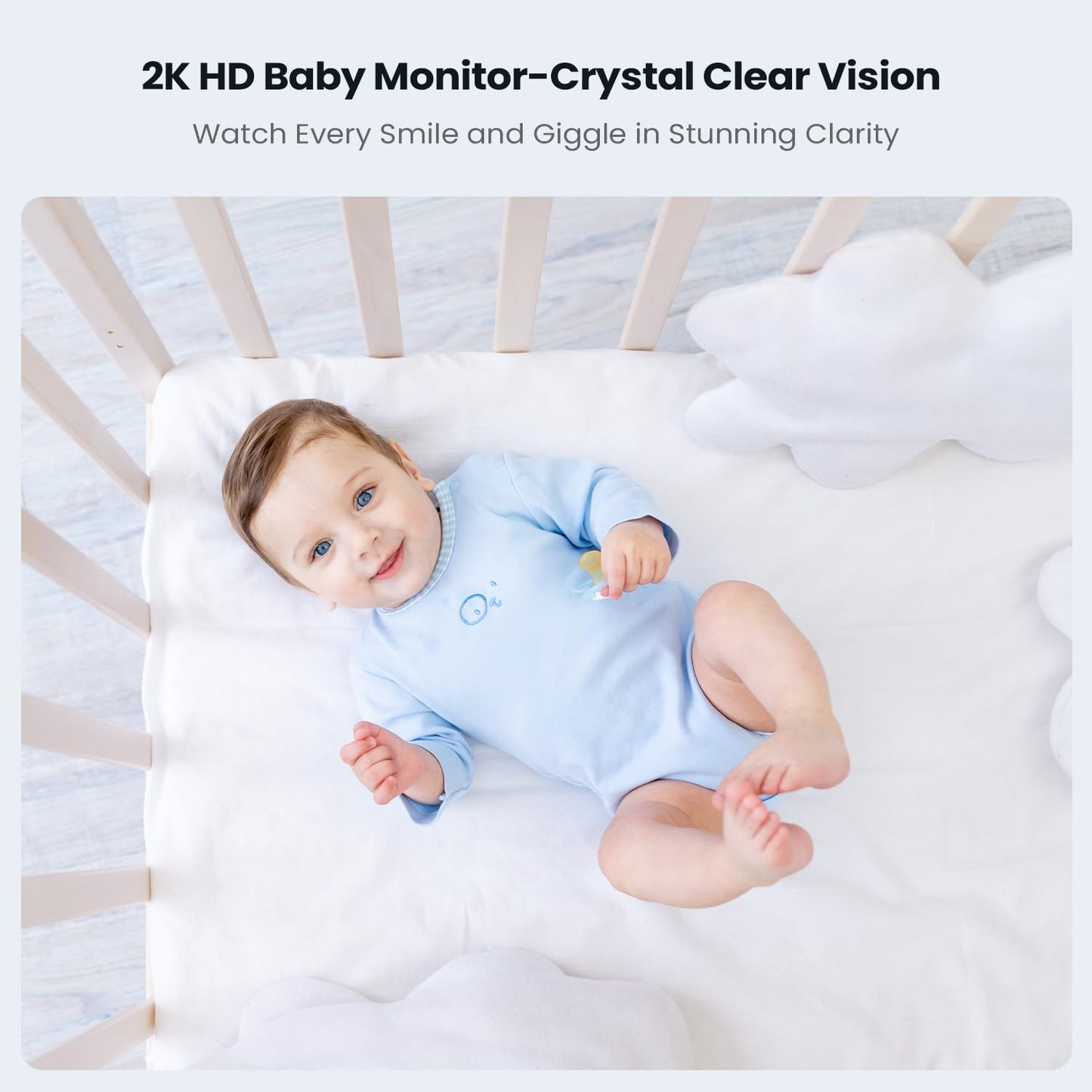 Iegeek Baby Monitor With 2K Camera And Audio - Video Monitor With 5' Screen - Night Vision, Two-Way Talk, Cry & Motion Detectio