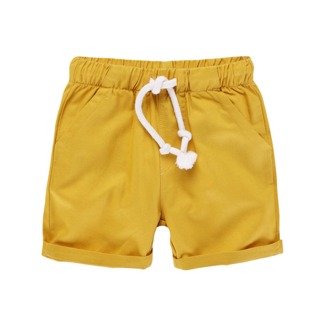 Hileelang Baby Boys ' Shorts 2-Pack Chino Short Summer Cotton Casual Pants With Pockets Yellow Green 2T