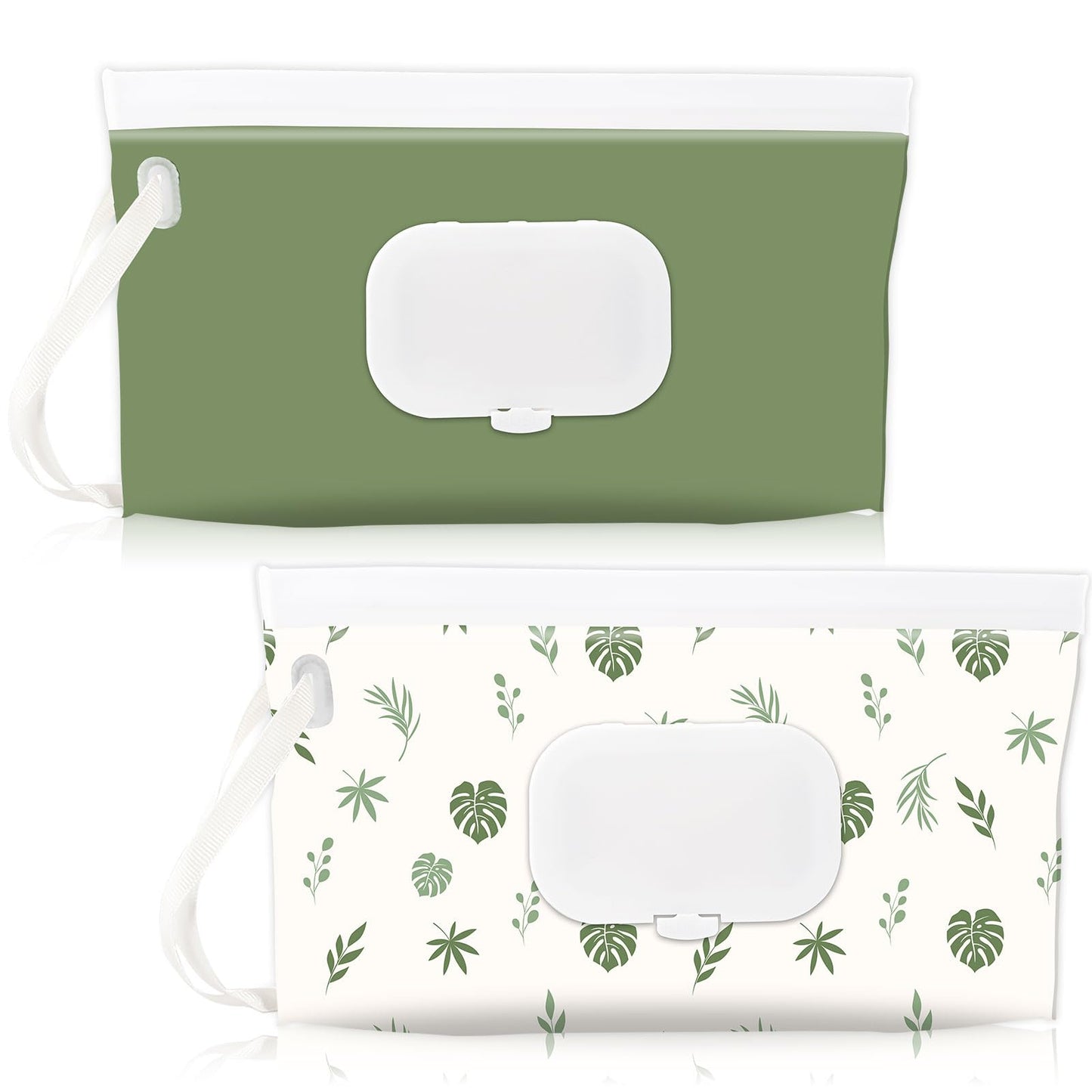 FEBSNOW 2 Pack Baby Wipes Dispenser Holder, Portable Refillable Baby Wet Wipes Pouch Container Reusable Travel Case for Outdoor 