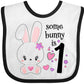 Inktastic Somebunny Is One- First Birthday Bunny Baby Bib White And Black 34331