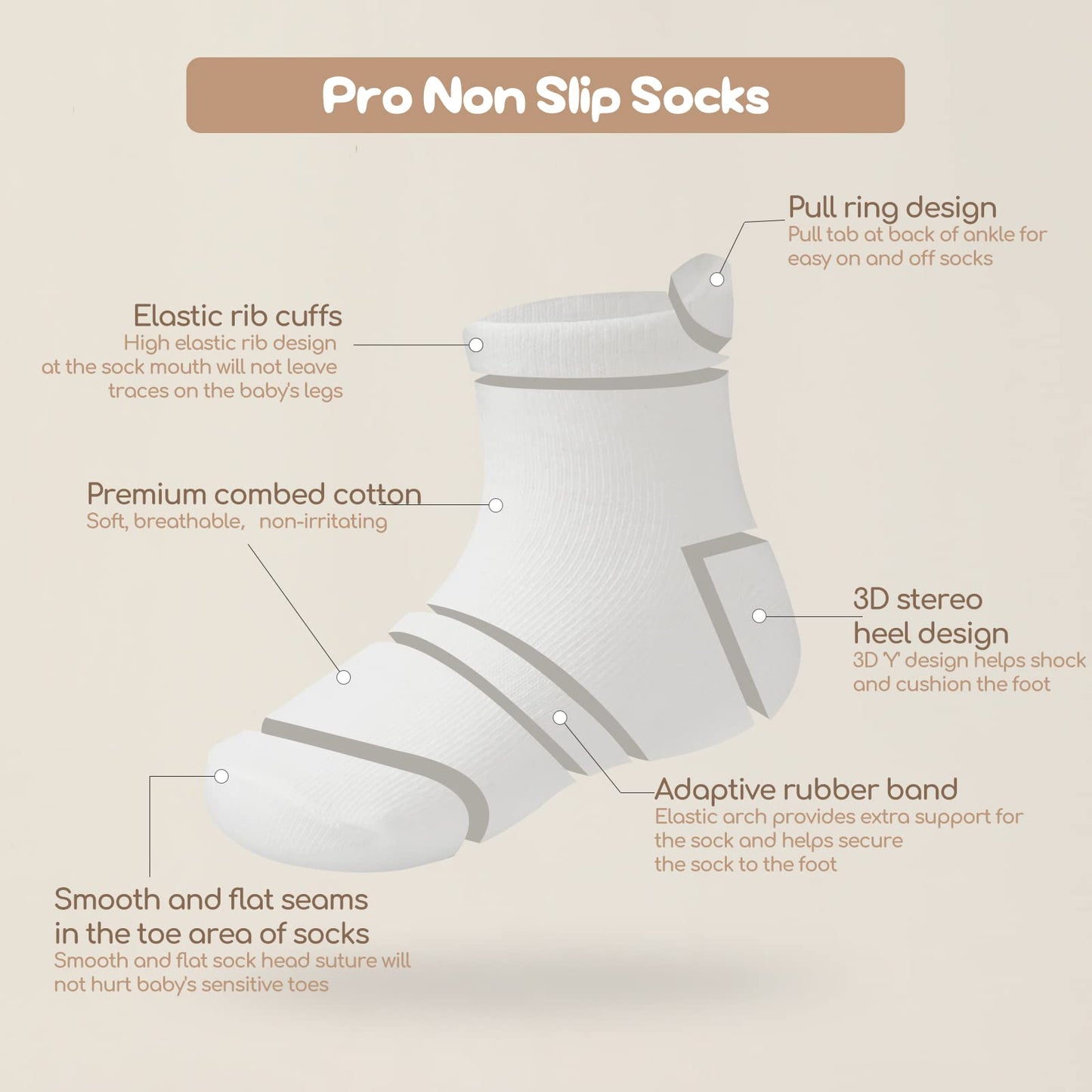 Aroveea Non Slip Grip Ankle Baby Socks 1-3 Years Old White For Toddler Boys And Girls Kids Socks 12 Pack,Infant Cute Cotton Baby