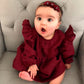 Cherrboll 3Pcs Baby Girl Flower Headbands, Super Soft & Stretchy Red Floral Hairbands For Newborn Toddler Christmas