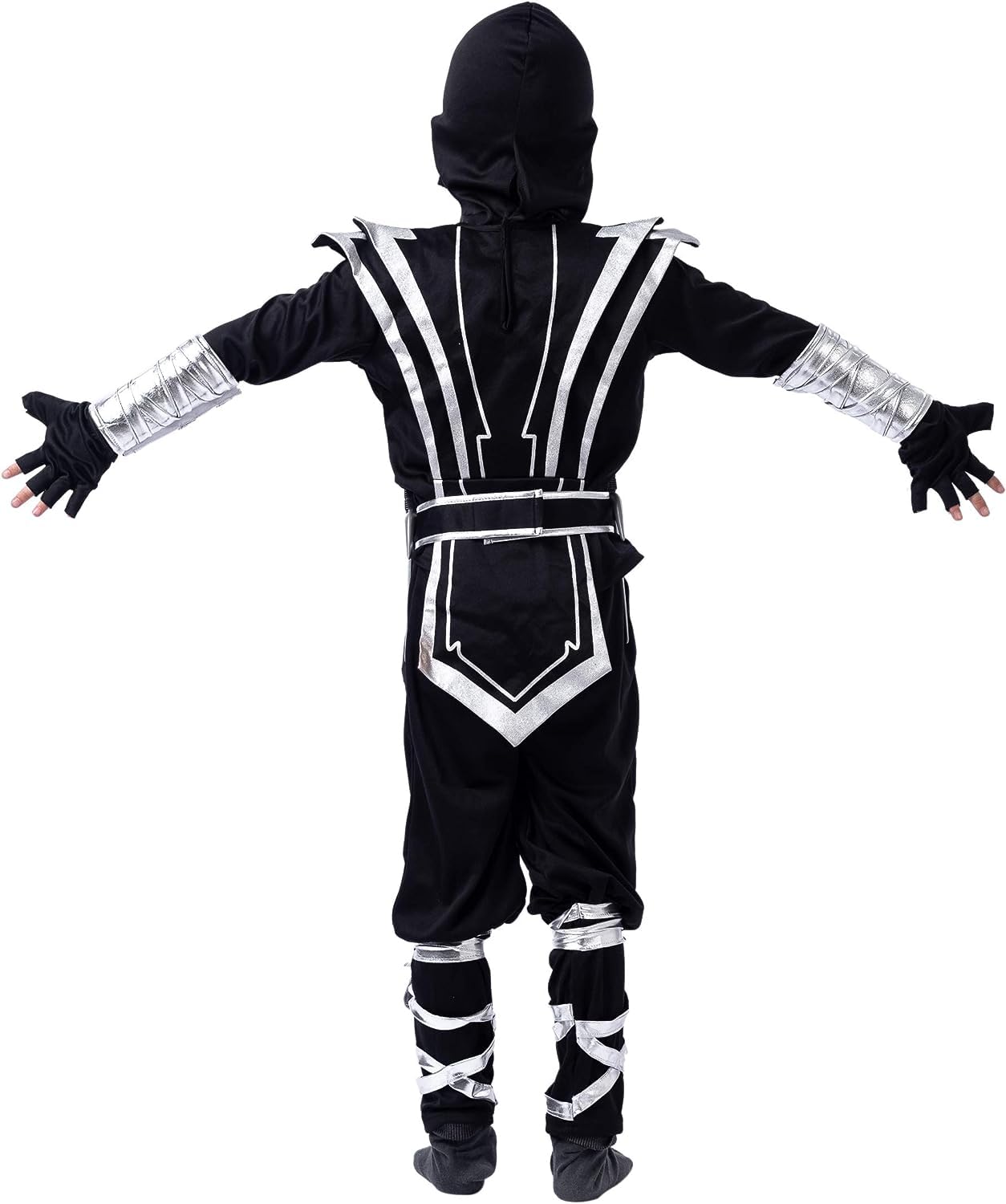 Spooktacular Creations Halloween Ninja Costume For Kids, Silver Boys Ninja Costume, Toddler Ninja Accessories Costume Set For Dr