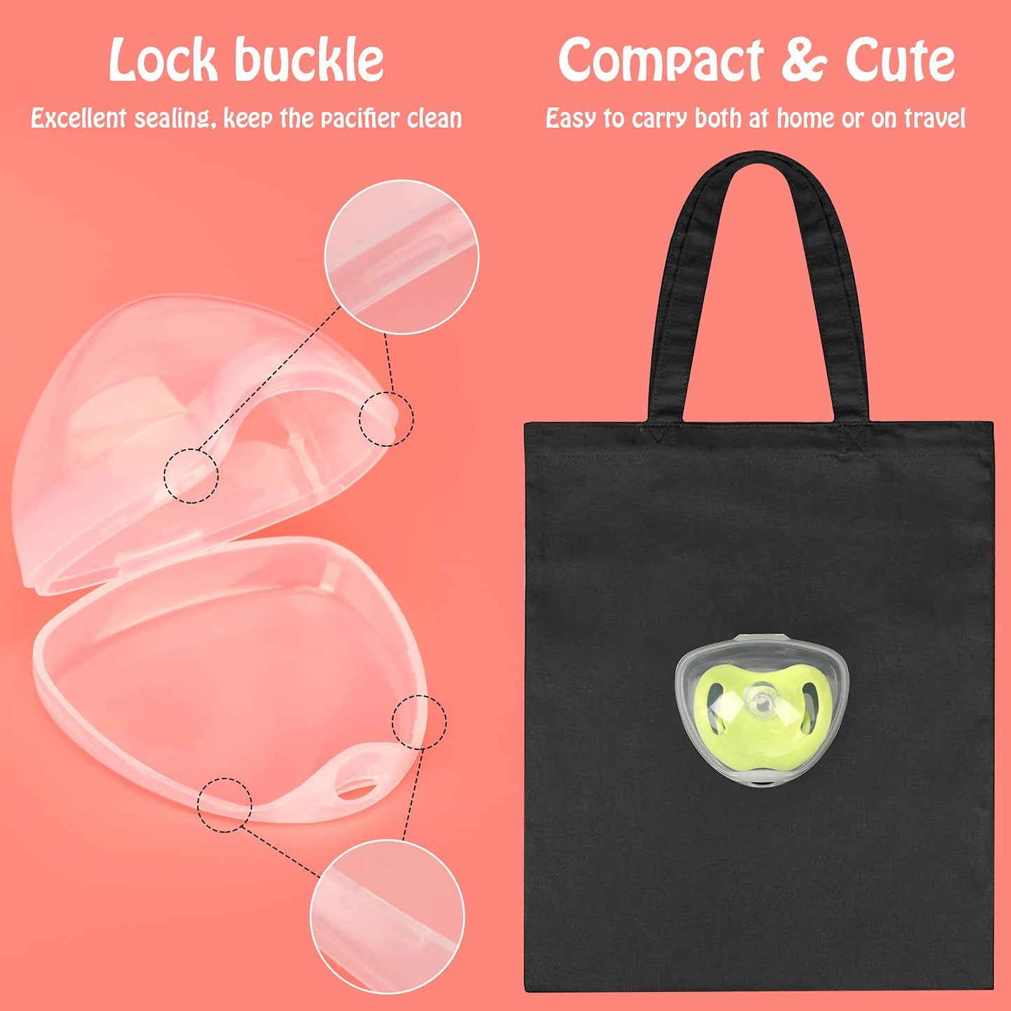 Accmor Pacifier Case, Pacifier Holder Case, Pacifier Container For Travel, Bpa Free, Transparent, 6 Pack