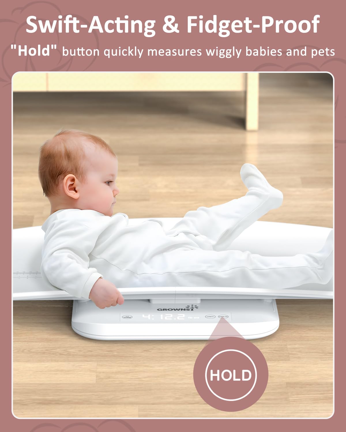Grownsy Smart Baby/Pet Scale,Digital Baby Weight Scale With App For Tracking Growth Of Infant, Toddler,Puppy,And Cat-Supports Up