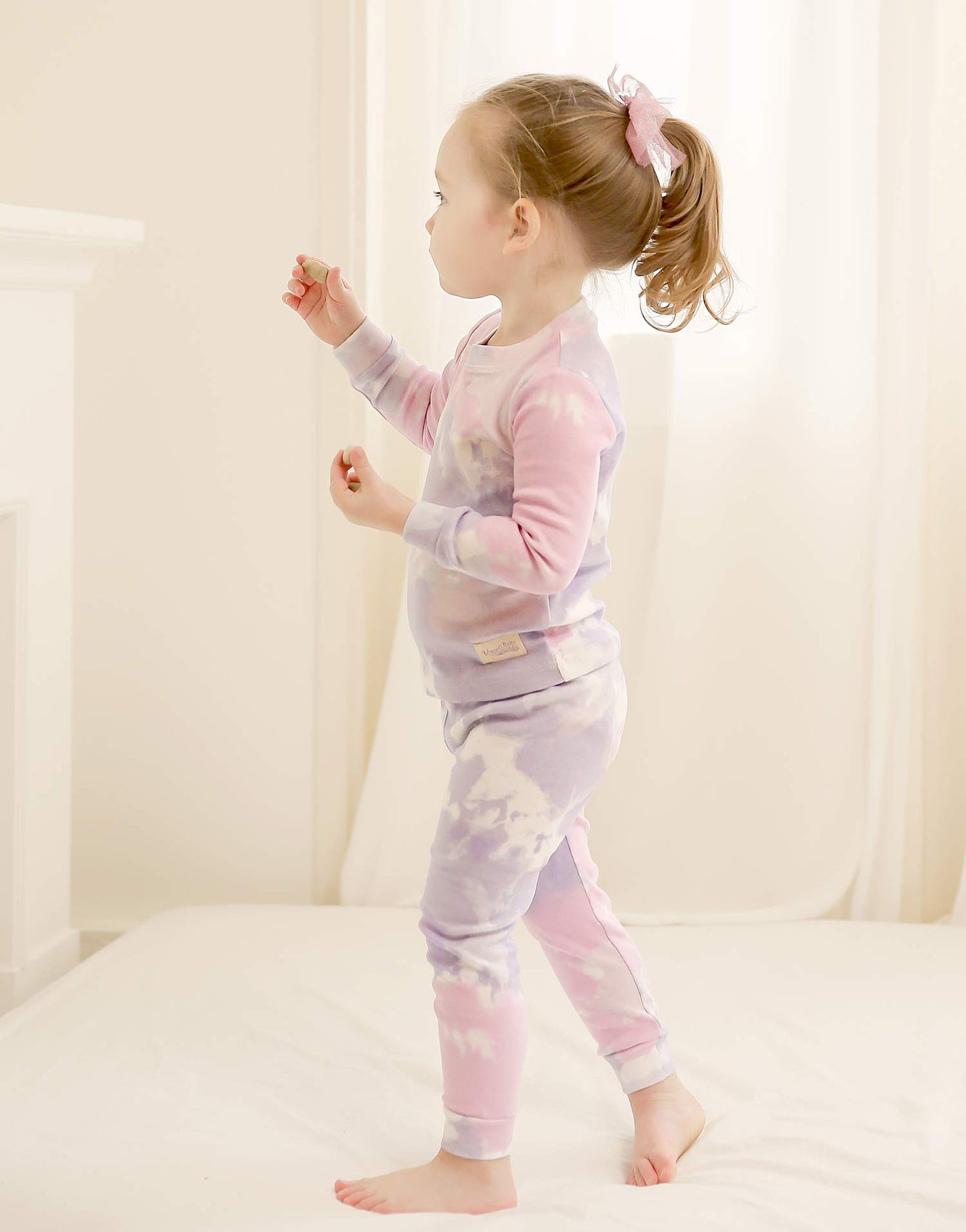 Vaenait Baby Kids Junior 100% Cotton Sleepwear Pajamas 2Pcs Set Tiedye-Bluepurple-250 M