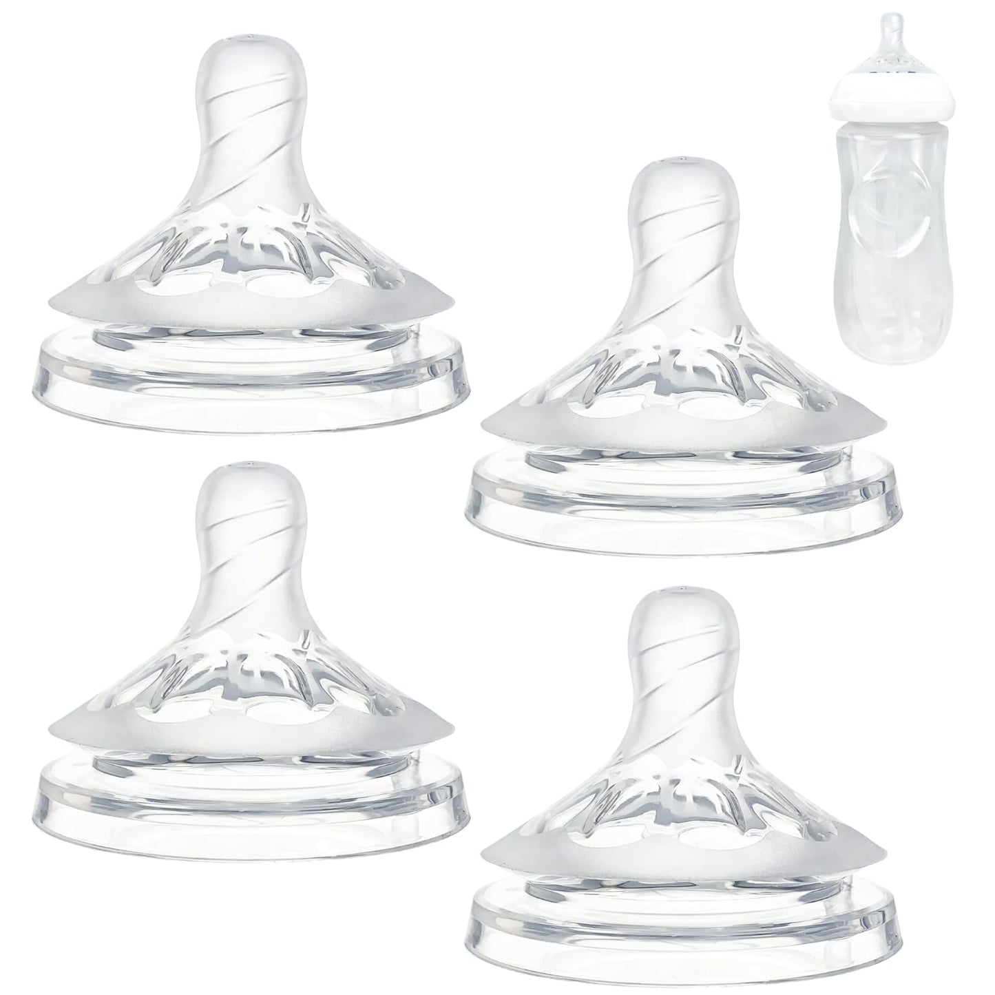 Silicone Replacement Nipple Compatible With Philips Avent Natural Bottle, 4 Pack Bottle Nipple, Leak-Proof, Bpa-Free, Anti-Colic
