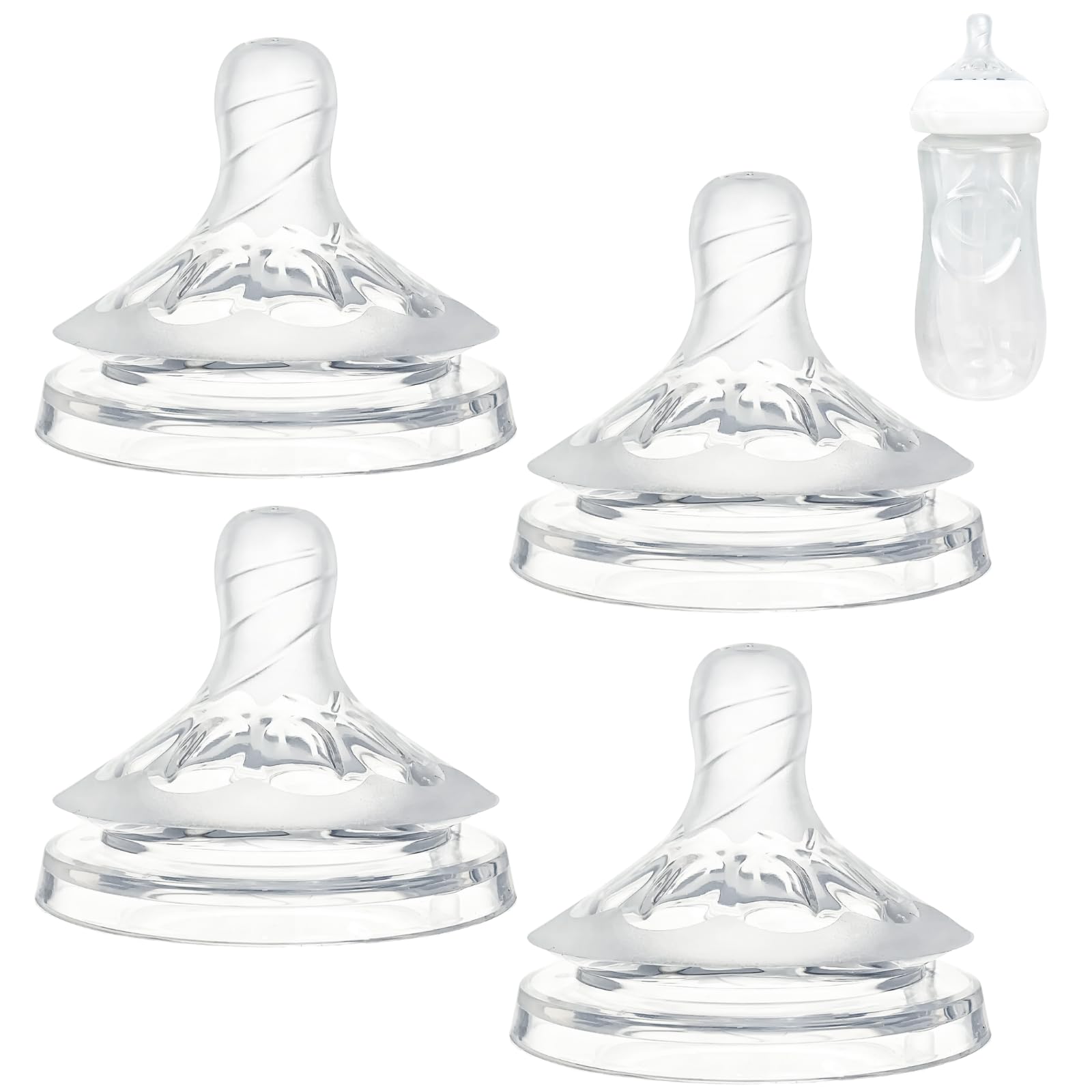 Silicone Replacement Nipple Compatible With Philips Avent Natural Bottle, 4 Pack Bottle Nipple, Leak-Proof, Bpa-Free, Anti-Colic