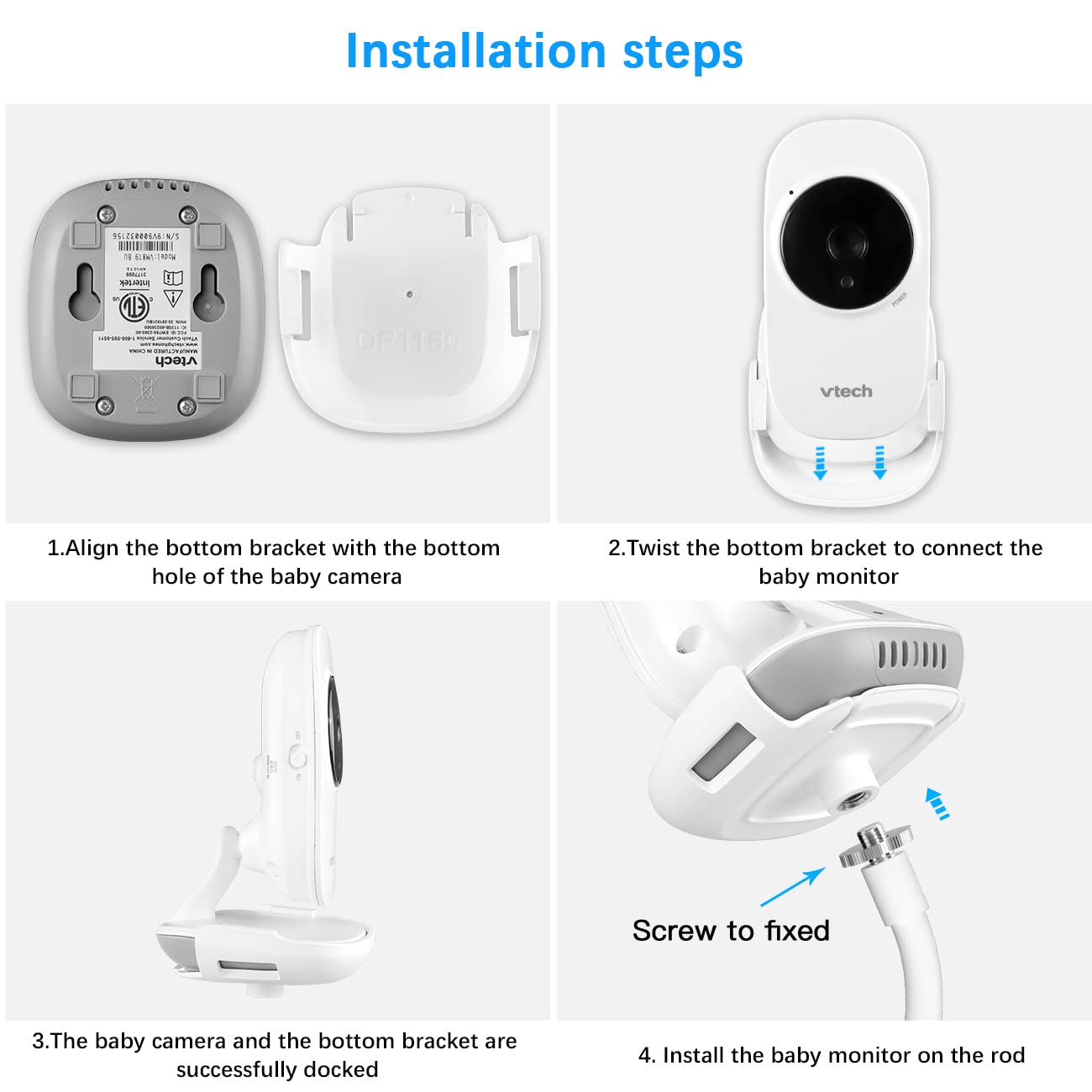 Aobelieve Flexible Clamp Mount For Vtech Vm819 And Vm3252 Video Baby Monitor