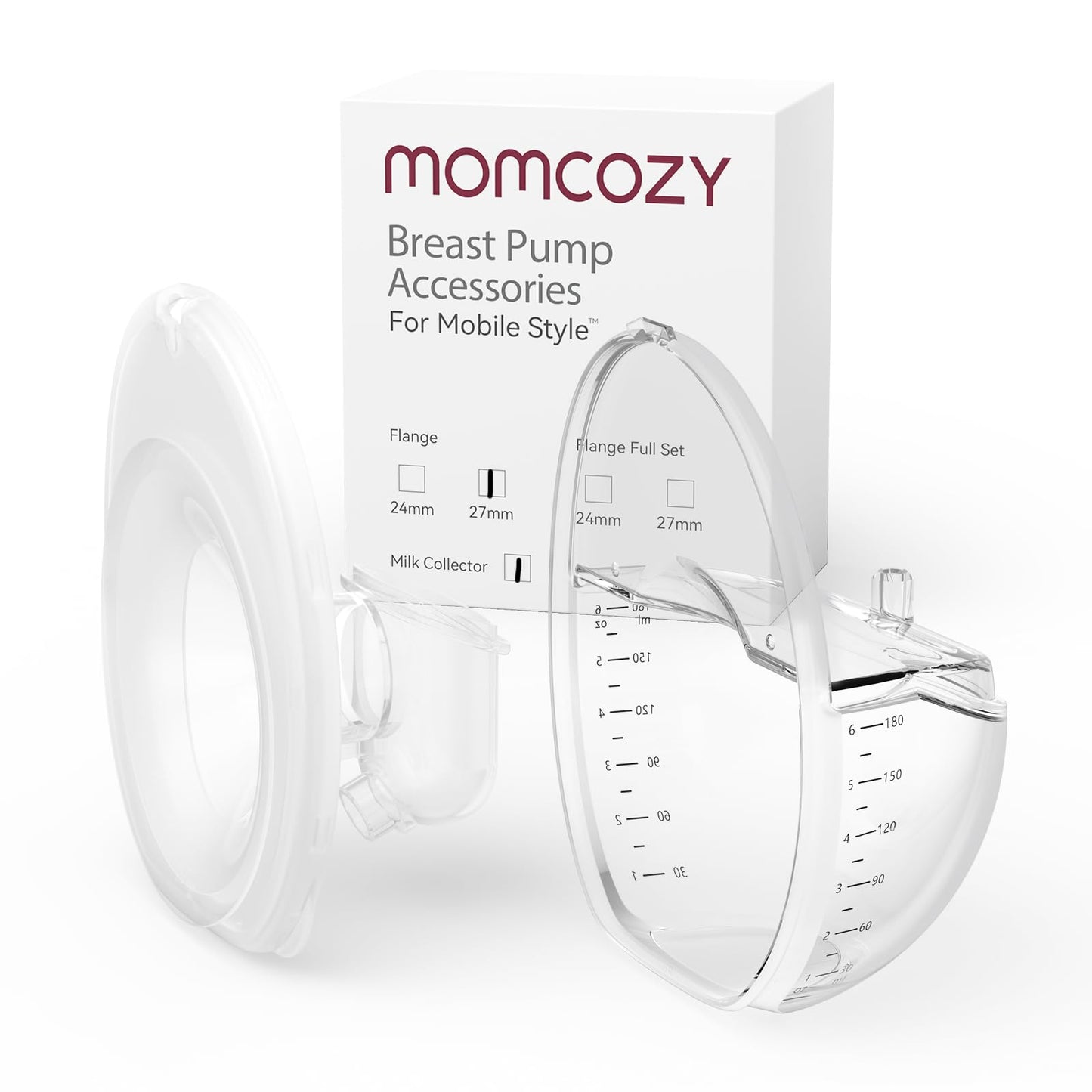 Momcozy Mobile Style | M6 Flange 27mm & Milk Collector, Original Mobile Style | M6 Breast Pump Replacement Accessories