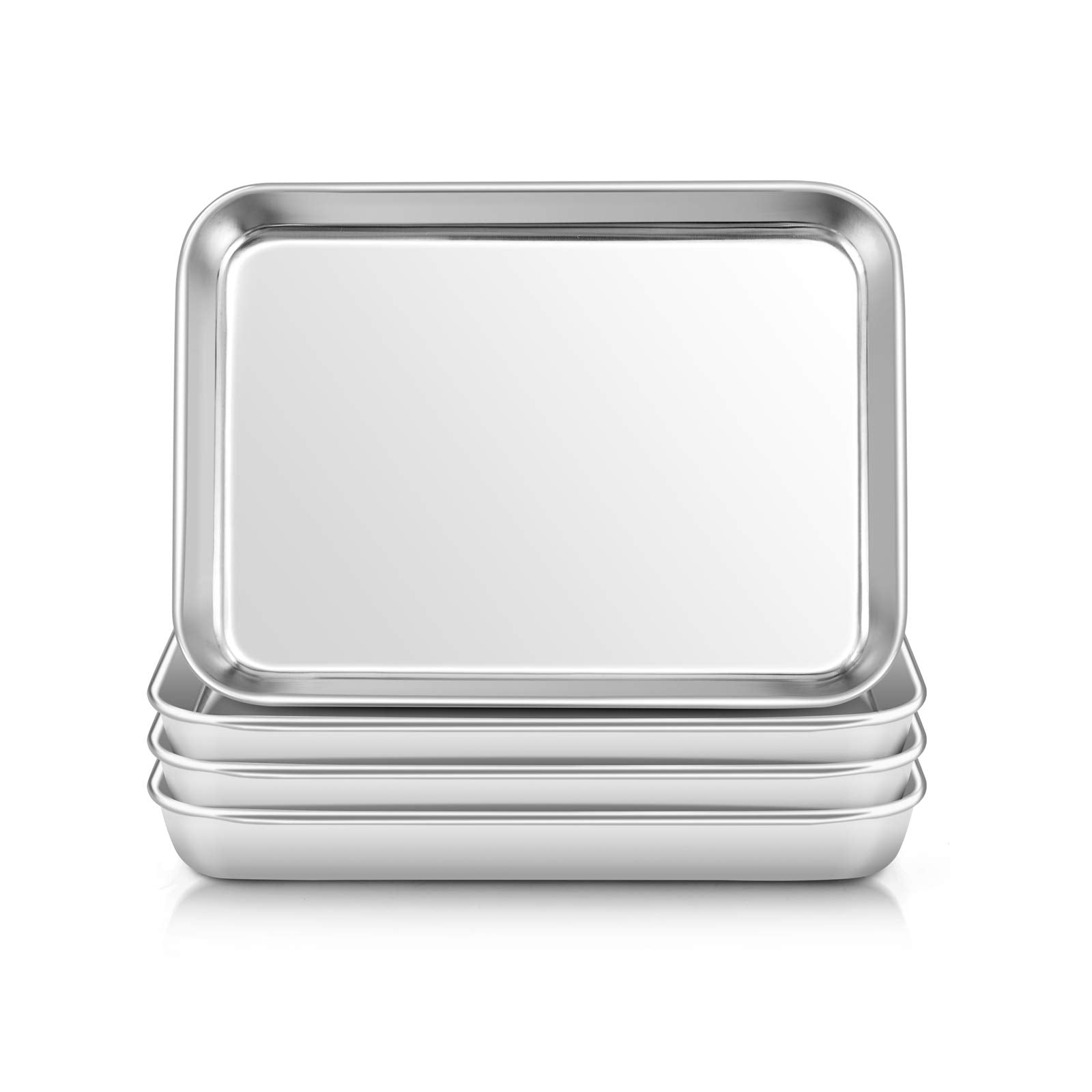 E-Far Stainless Steel Kids Plates, 4 Pieces Small Metal Dinner Dish Set For Kids Toddler Child, 9.4    X 7.3    X 1   , Non-Toxi