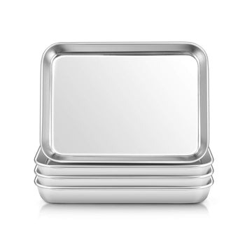 E-Far Stainless Steel Kids Plates, 4 Pieces Small Metal Dinner Dish Set For Kids Toddler Child, 9.4    X 7.3    X 1   , Non-Toxi