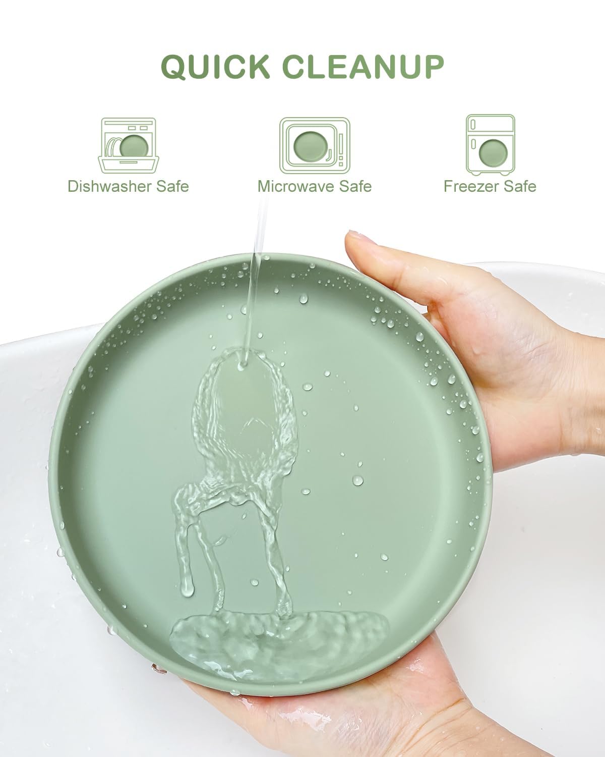Qyeejong Classic Toddler Plates With Suction (3 Pack), Non Toxic & Bpa Free Silicone Suction Plates For Baby Toddler Kids, Non S