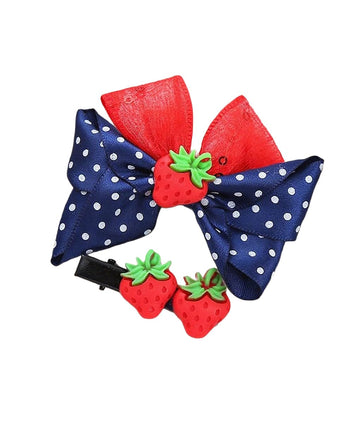 Strawberry Snap Clips Baby Girls Fruit Hair Bow Clips Strawberry Hair Ring Tie BBW24 (Set-H)