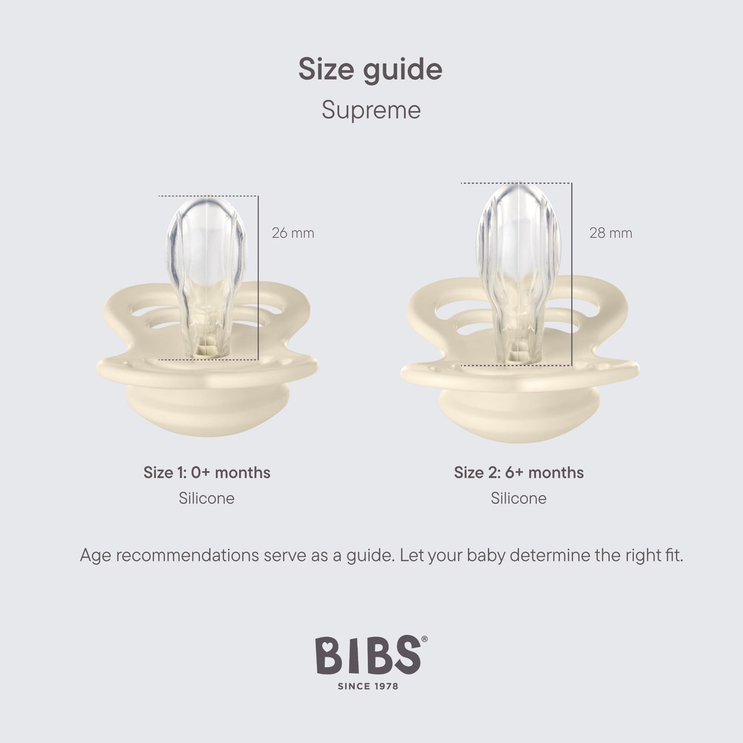 Bibs Supreme Pacifier 4-Pack, Bpa Free Dummy Pacifier, Symmetrical Nipple. Silicone, Made In Denmark, Size 1 (0-6 Months), Mocha
