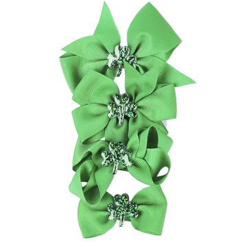 St. Patrick's Day Hair Clip for Baby Toddlers Hair Bow Hair Accessories 4 Pack ZFJ15 (Green Set)
