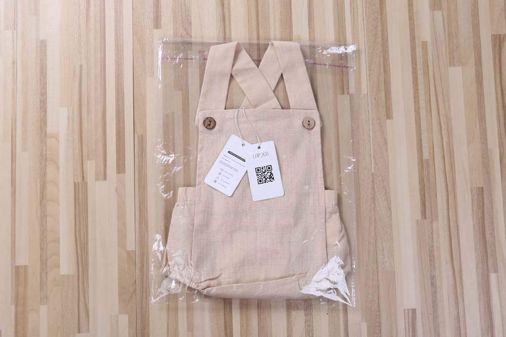 Lopjgh Newborn Baby Summer Romper Unisex Solid Color Button Jumpsuit Sleeveless Backless Overalls Outfits 1Pcs (0-3 Months, Khak
