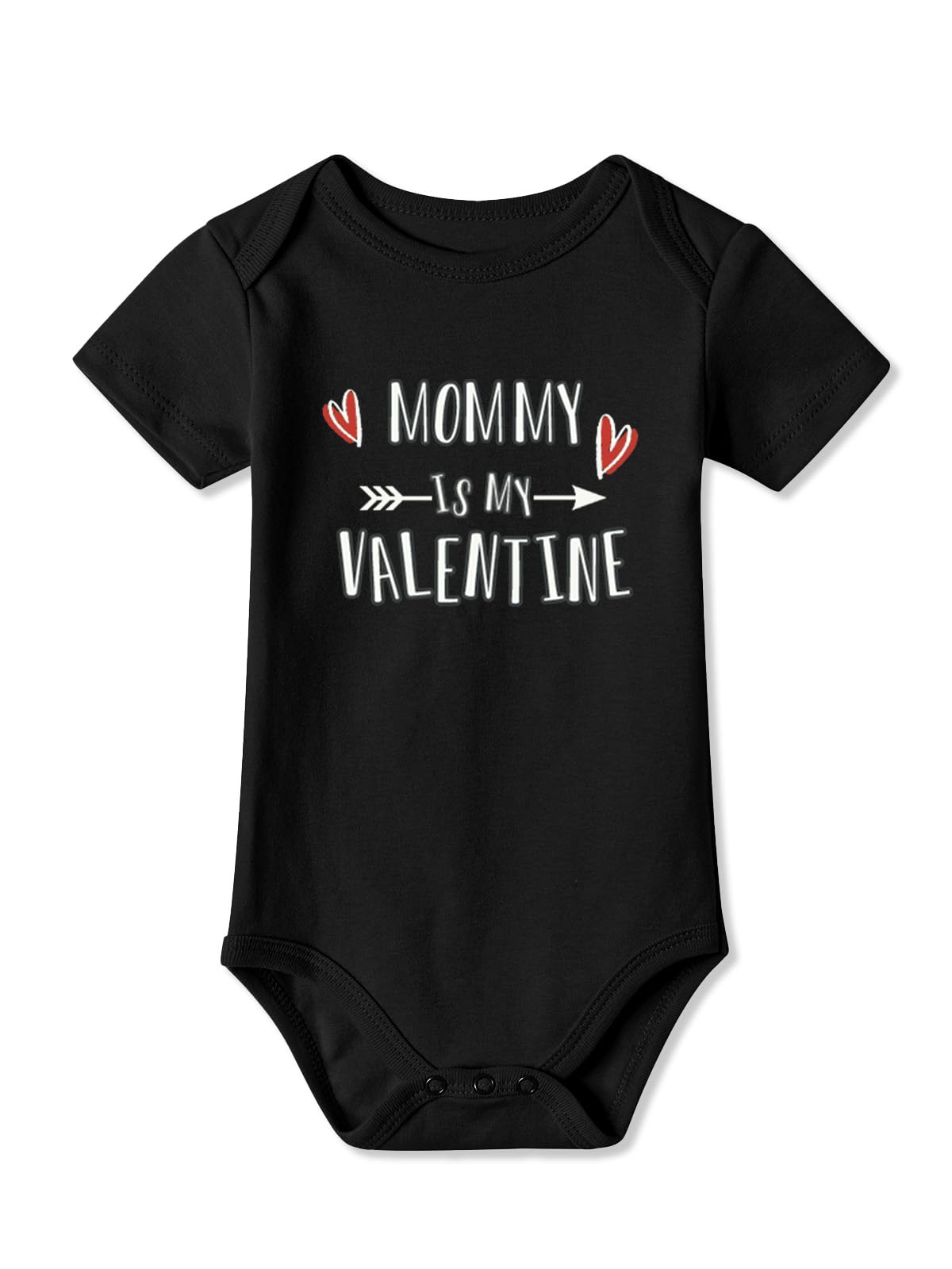 Besserbay Valentine'S Day Baby Short Sleeve Heart Bodysuit Infant Mommy Is My Valentine Envelope Neck Black Onesie 3-6 Months