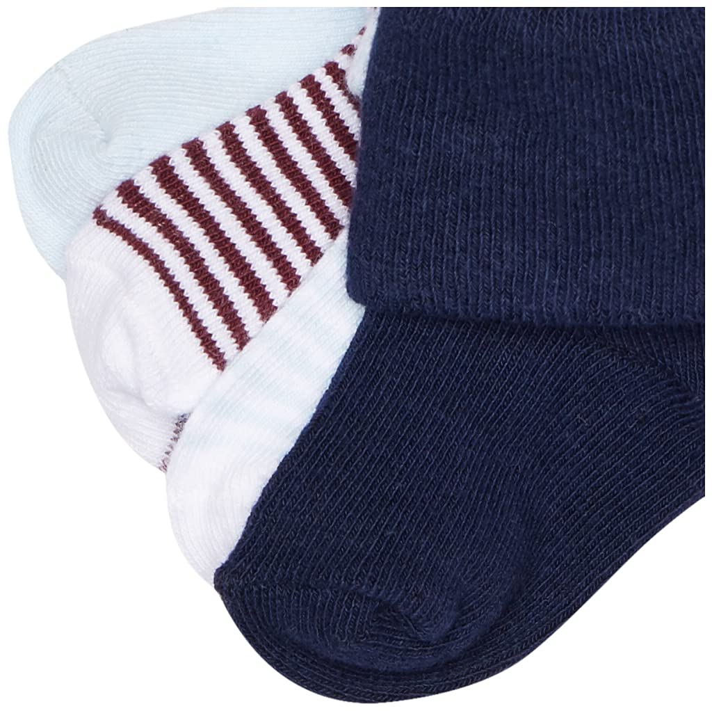 Luvable Friends Unisex Baby Fun Essential Socks, Navy Light Blue, 6-12 Months