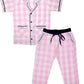 SHOPmOZO Unisex Pure Cotton Checkered Short Sleeve Night Suit for Boys and Girls Pyjama Top Sleep Suit Combo Set (SM00507UNISEX