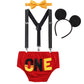 Fymnsi Baby Boys 1St Birthday Cake Smash Costume Photo Props 4Pcs Outfits Suspender Bloomers Bowtie Headband Red 6-12 Months