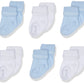 Jefferies Socks Baby Newborn Bubble Stitch Rock-A-Bye Bootie 6 Pair Pack Socks, Blue/White, Newborn