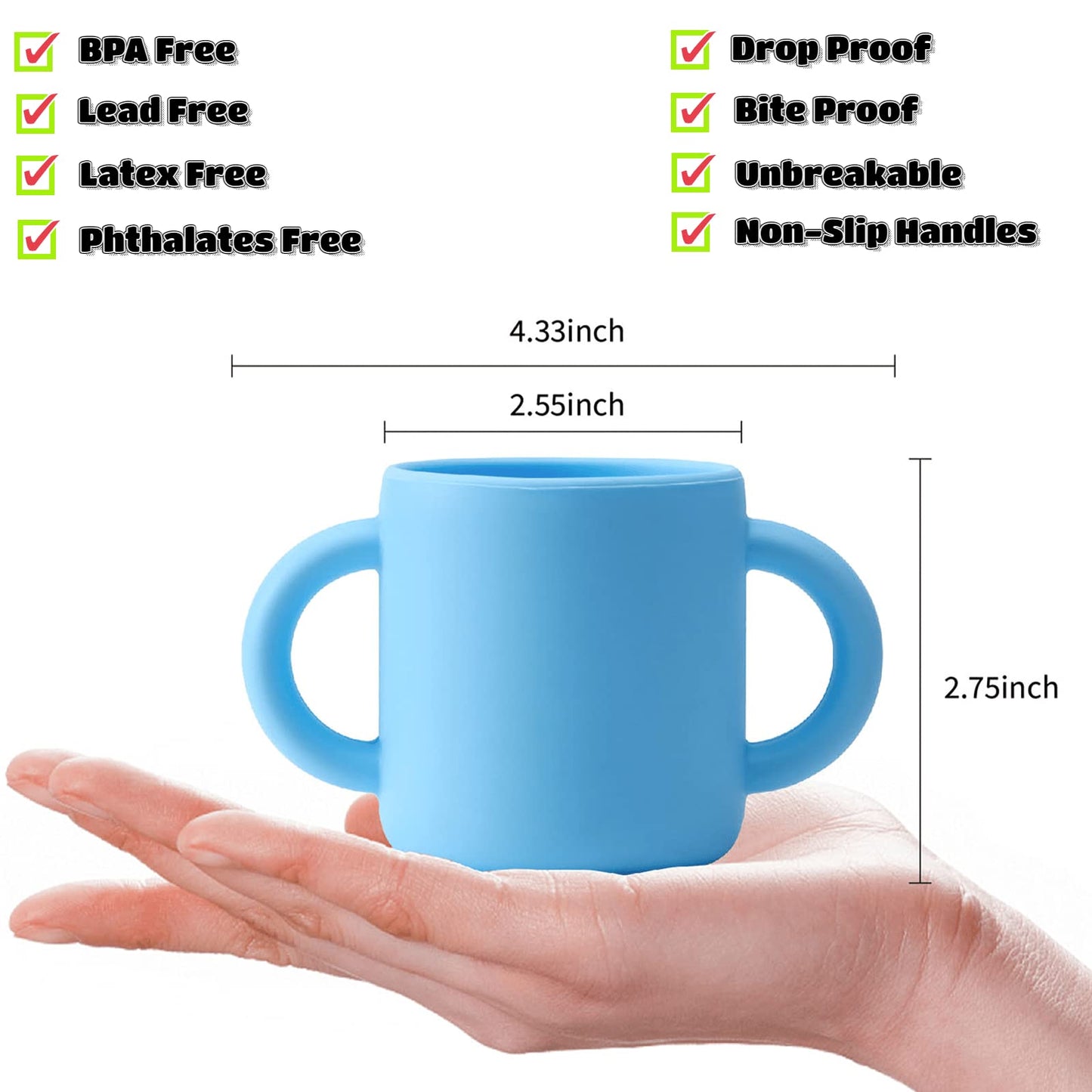 2 Pack Silicone Training Cup For Infants, Drinking Toddler Cup For Baby And Toddler - Boy Learner Cup Transition Cup 5 Oz(Blue/G
