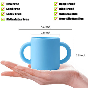 Tiny Silicone Drinking Training Cup For Baby And Toddler - 2 Easy- Grip Handles - Baby Open Cup 5 Oz, 6Months+ (Corn Yellow)