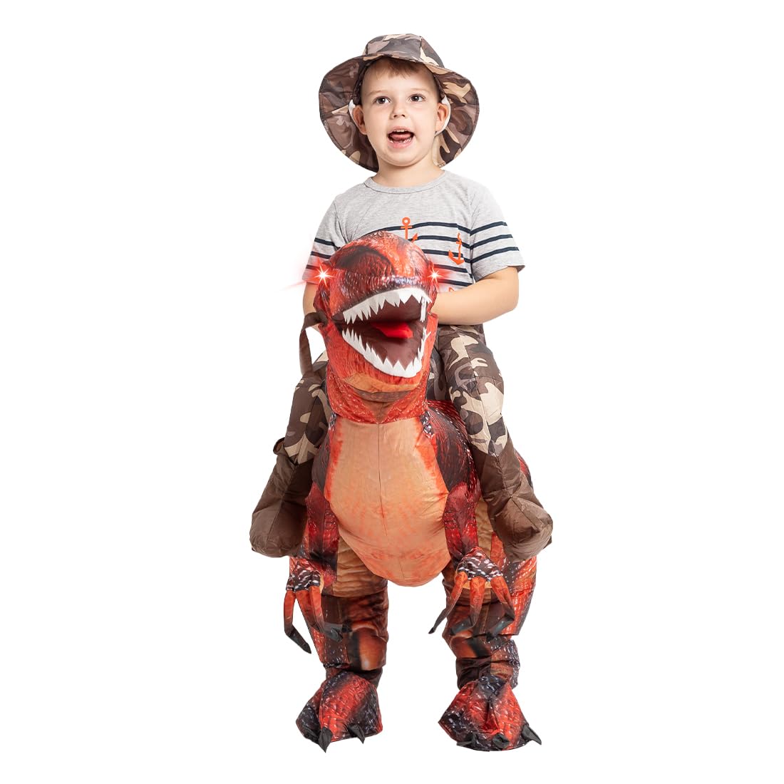 Goosh Inflatable Dinosaur Costume For Kids Halloween Costumes Boys Girls Funny Blow Up Costume For Halloween Party Cosplay (7-10