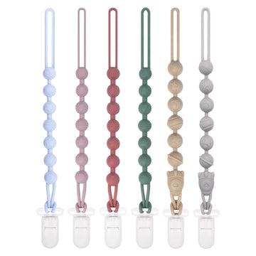 Babygoal Silicone Pacifier Clips 6 Pack, Pacifier Holder Clip For Baby Boy Girl Fits All Pacifier,Binky,Teething Toys And Teethe