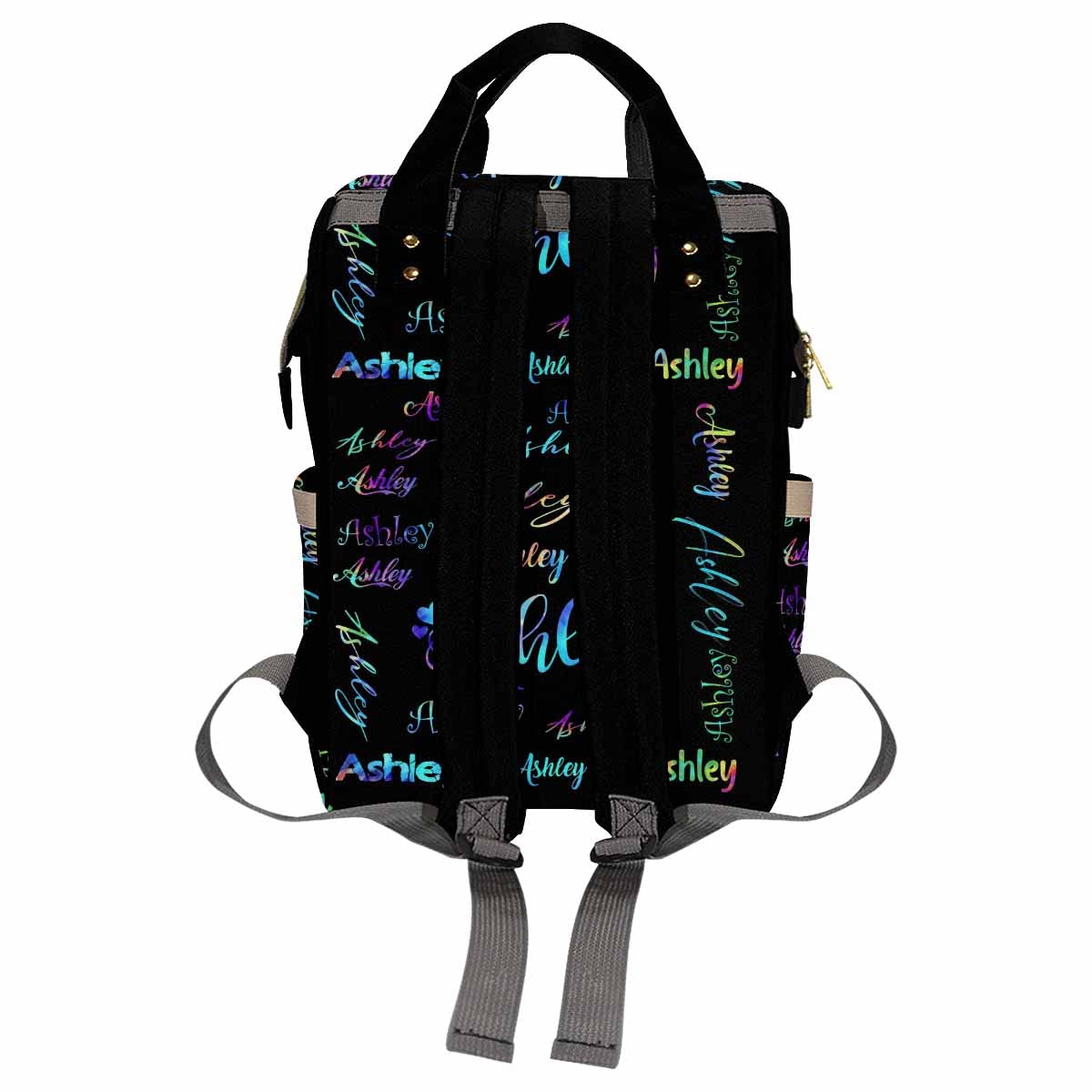 Artsadd Custom Name Diaper Bag Mommy Nappy Bags, Personalized Black Purple Gradient Monogram Handbags Large Capacity Multi-Funct