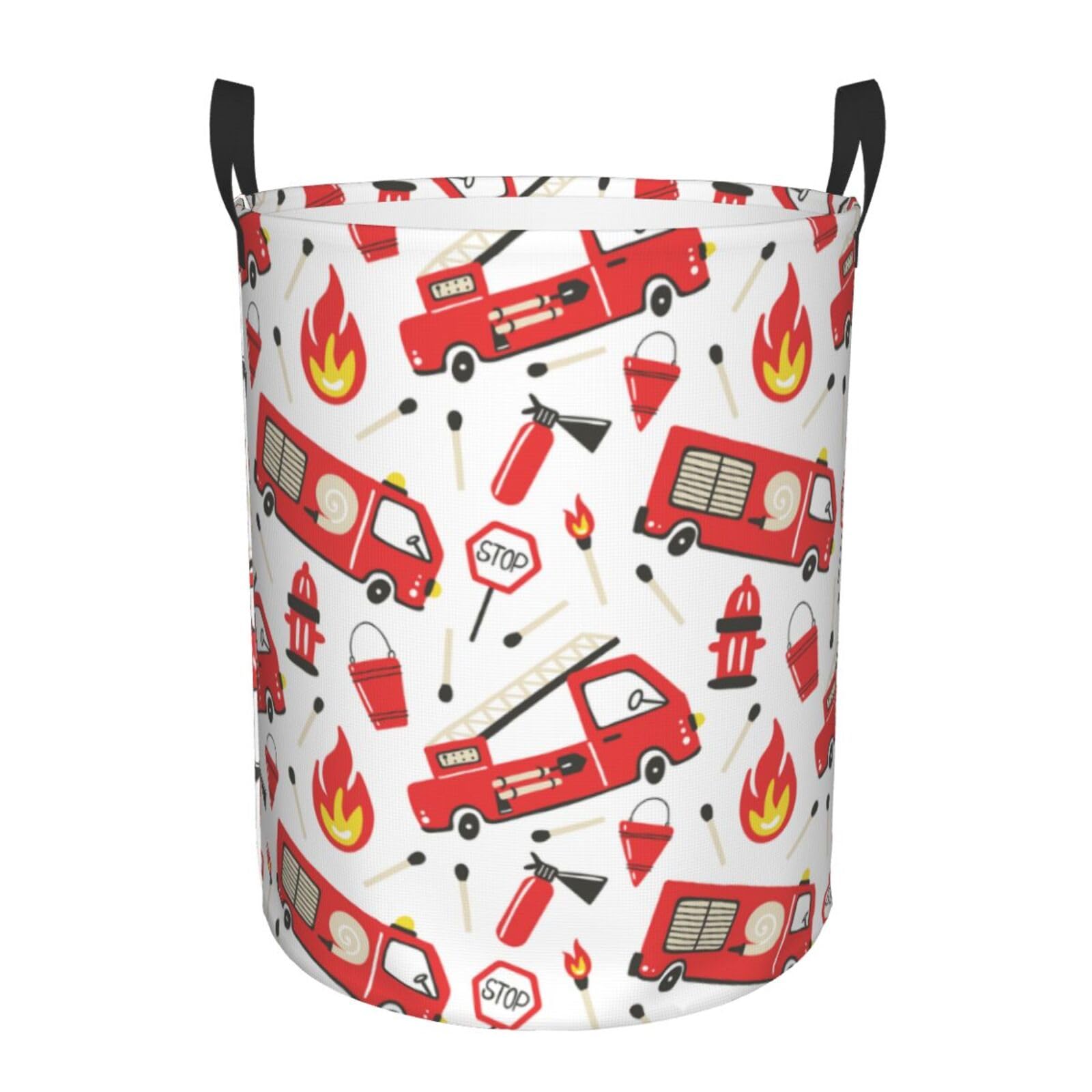 Pevtufa Fire Truck Foldable Laundry Basket Organizer,Fabric Clothes Toy Storage Basket Nursery Hamper Storage Bin For Household 