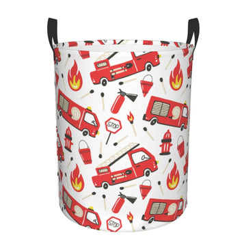 Pevtufa Fire Truck Foldable Laundry Basket Organizer,Fabric Clothes Toy Storage Basket Nursery Hamper Storage Bin For Household 