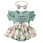 Hopscotch Baby Girls Text Print Bodysuit With Headband In Green Color For Ages (69 Months)