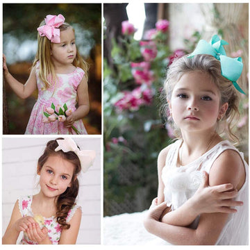 Neon Bows For Girls,6Pcs Hand-Made Grosgrain Ribbon Hair Bows Alligator Clips Hair Accessories For Little Teen Toddler Girls Kid