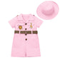 Baby Safari Outfit Baby Girl Pink Zookeeper Jumpsuit Short Sleeve Safari Romper With Safari Hat Toddler Girl Zookeeper Outfit Wi