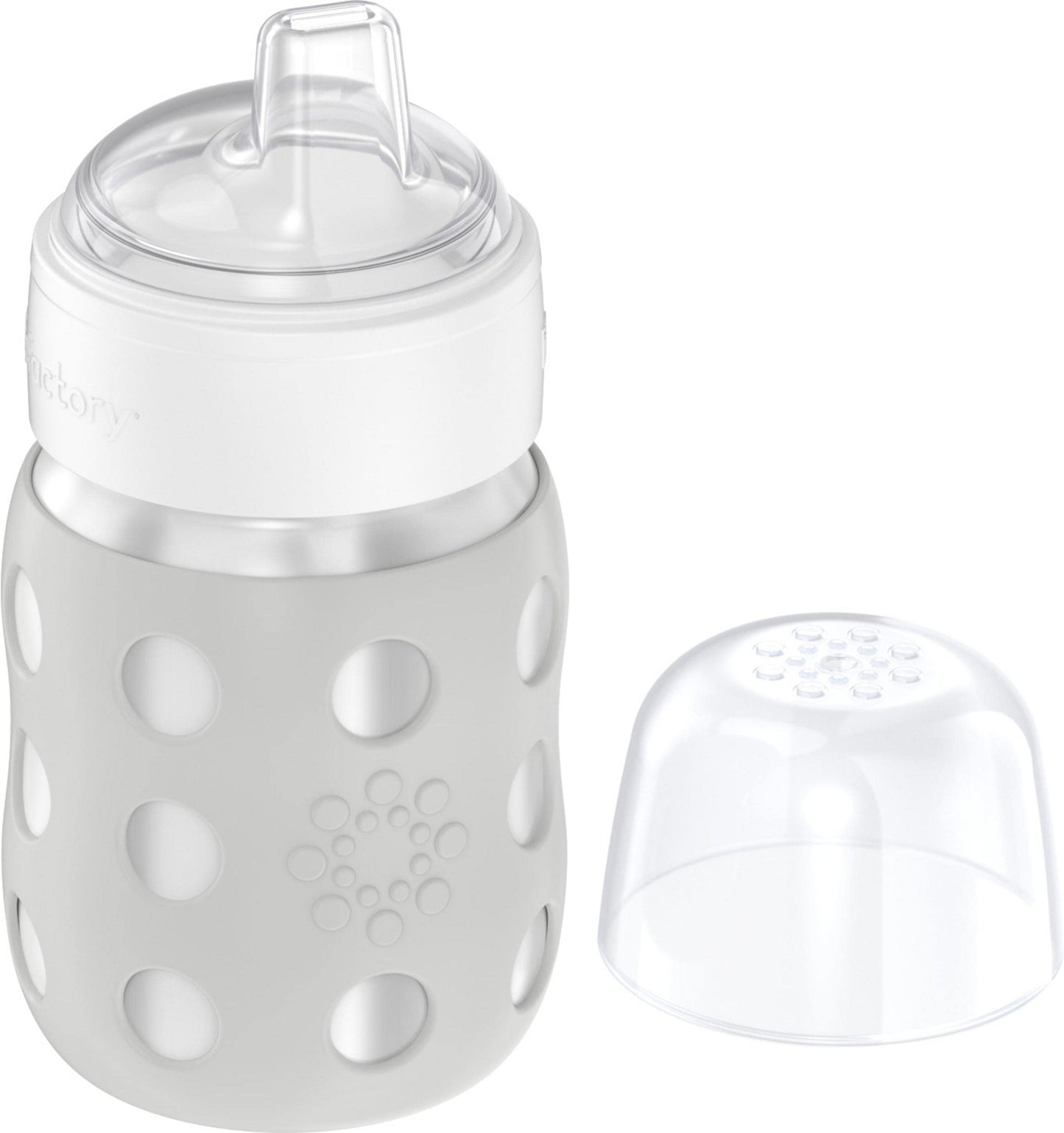 Lifefactory 8-Ounce Stainless-Steel Vacuum-Insulated Wide-Neck Baby Bottle With Sippy Nipple, Stone Gray, Ls2251Wcg4
