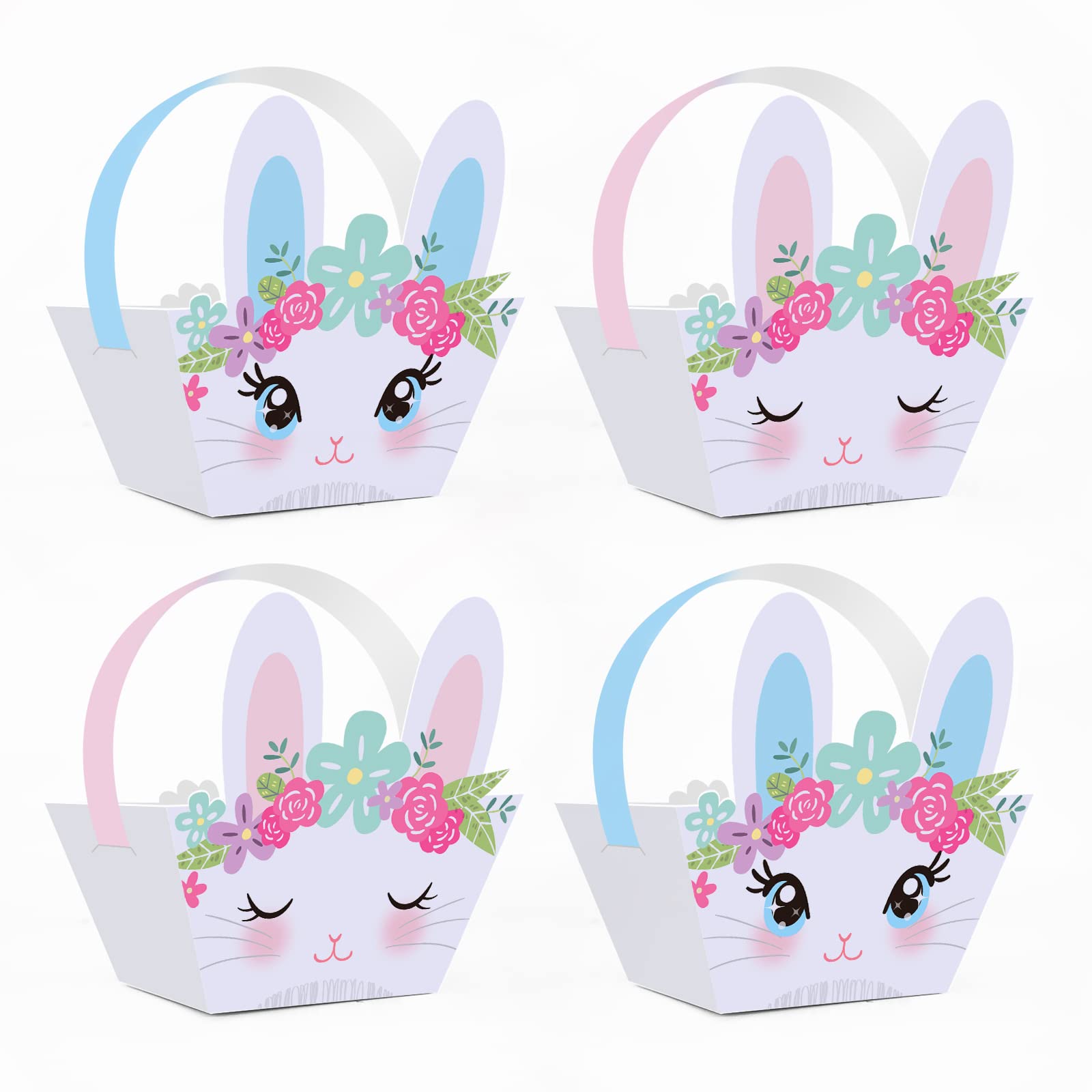 Weepa Easter Treat Boxes Mini Paper Easter Baskets For Kids Diy Egg Hunt Bunny Gift Box With Handle Cute Bunny Easter Basket Con